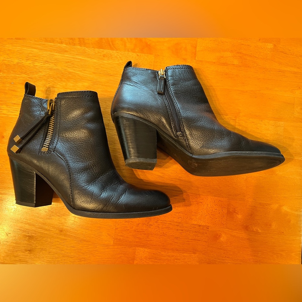 Franco Sarto Black Ankle Booties with Chunky Heel